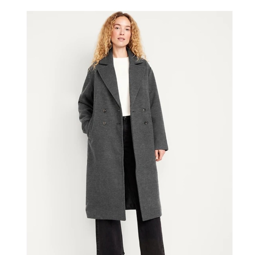 Old Navy Women's Charcoal Oversized Belted Coat